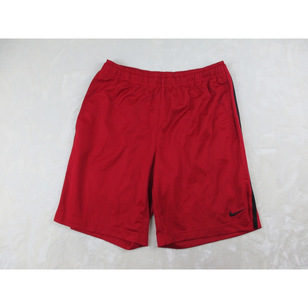 Nike Shorts Mens Medium Red Black Swoosh Lightweight Basketball*